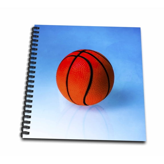 3dRose, Orange toy basketball ball on blue background, Drawing Book 8 x 8 inch