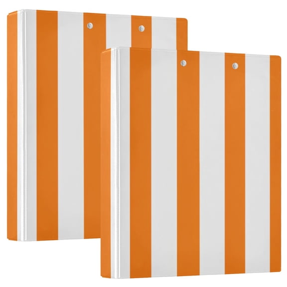 Orange-white Stripes Round Ring Binder 3 Rings 1.5" Capacity File Storage for A4 Size 1 Pack