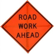 OrangeGear™ 48” x 48” Road Work Ahead MUTCD Orange Mesh Safety Traffic Control Sign w/Cross Ribs