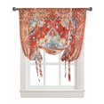 thumbnail image 1 of Orangered Southwest Tie Up Curtains for Kitchen Bathroom Bedroom Windows 63 Inch Length, Boho Vintage Modern Ethnic Art Balloon Drape Curtains Shade Rod Pocket Drapery Curtain Panel, 46"x63", 1 of 7