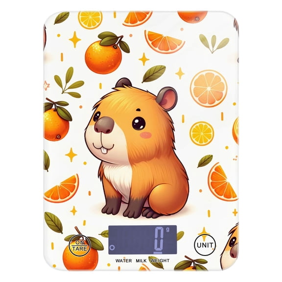 Oranges Capybaras Food Scale Digital Kitchen Scale Waterproof Tempered Glass Tare Function 11 lb for Baking Cooking Meal Prep