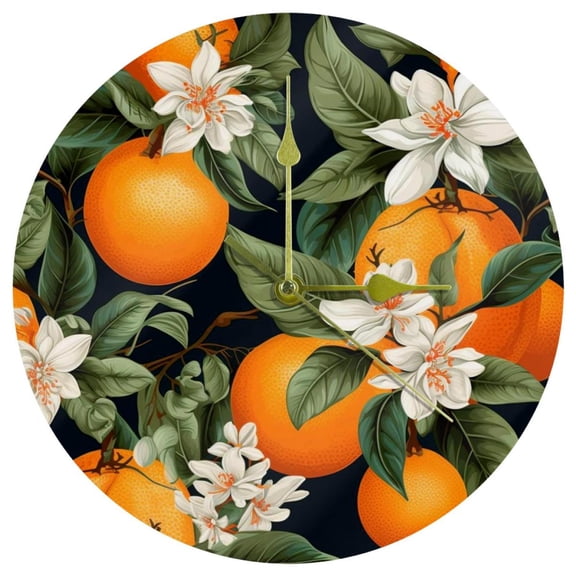 Oranges Circular Acrylic Wall Clock - Elegant Timepiece for Home with Quiet Movement - Modern Design and Easy-to-Read Numbers - 12-inch Diameter