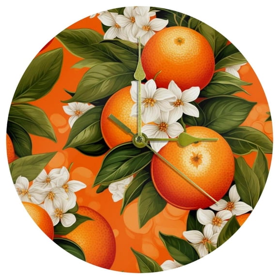 Oranges Contemporary Acrylic Circular Wall Clock - Stylish Timepiece for Home Decor - 12-inch Diameter - Silent Sweep - Battery Operated
