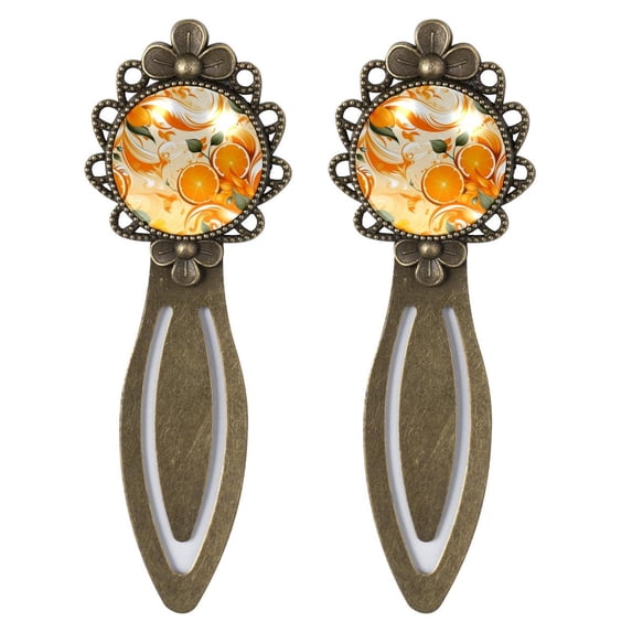 Oranges Elegant Vintage Copper Stainless Steel Book Marks - Set of 2 - Ideal Gift for Readers and Book Lovers