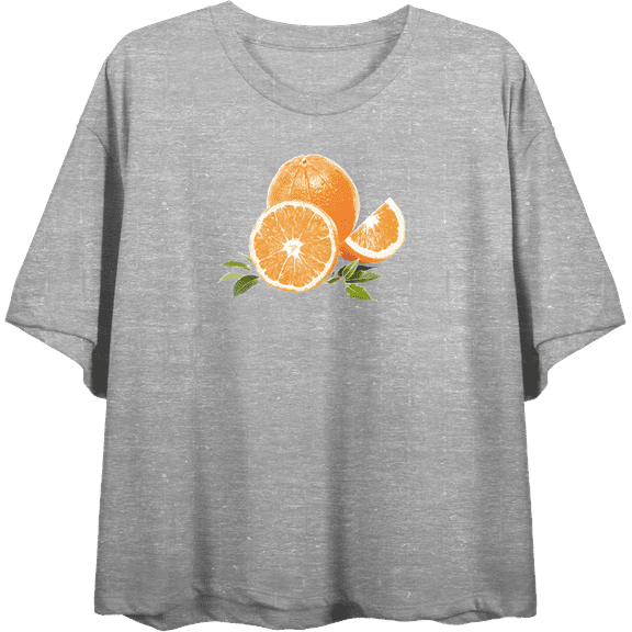 Oranges Fruit Adult Heather Gray Crew Neck Short Sleeve Tee-Small