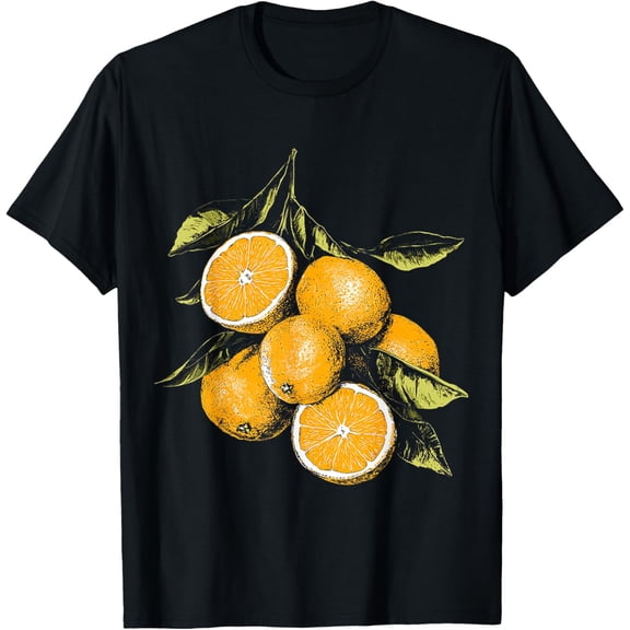 Oranges Fruit Motif Scribble Illustration Oranges T-Shirt100% cotton