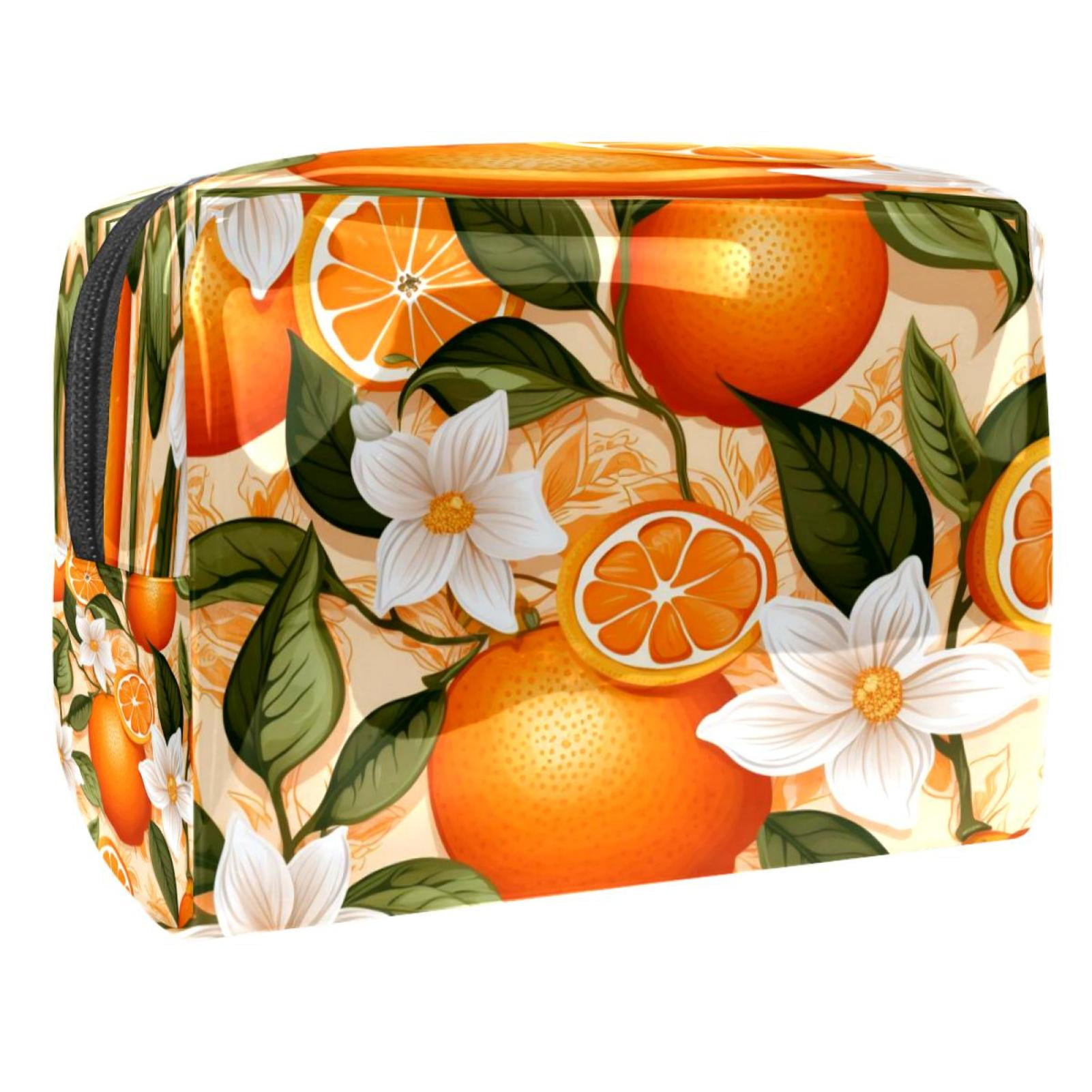Oranges Fruit Prints PVC Cosmetic Bags Makeup Handy Pouch Organizer