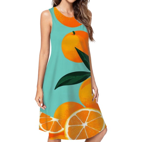 Oranges Juicy Fresh Bright Citrus Dress Loose Women'S Dress Beach Dresses With Pockets Dresses For Womens
