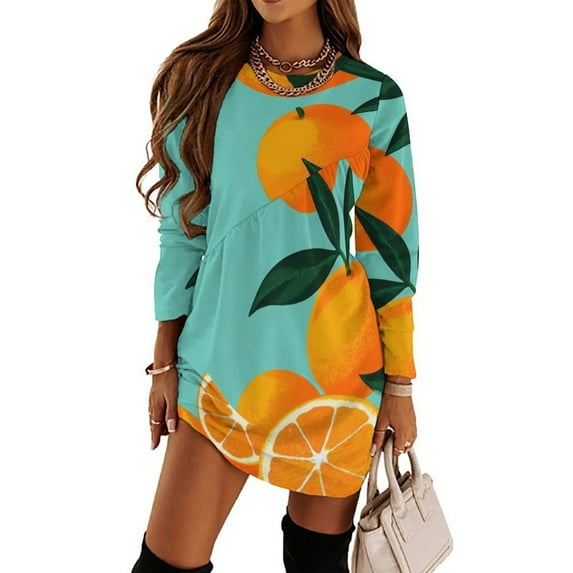 Oranges Juicy Fresh Bright Citrus Loose Dress Evening Dress Summer Dresses for Women Luxury Dress Long Sleeved Dress