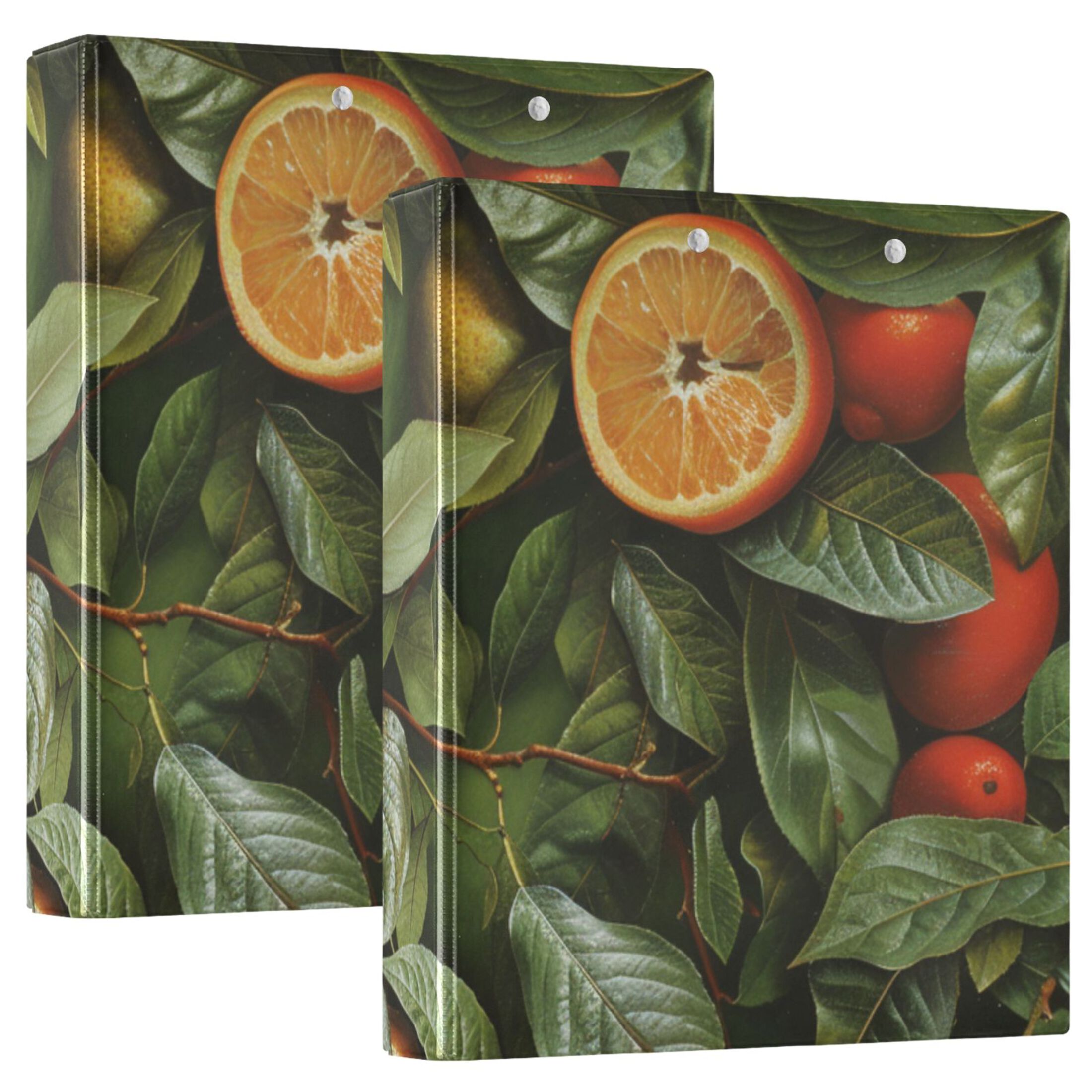 Oranges Leaves 3 Ring Binders 1.5 inch Hardcover File Folders with Interior Pockets A4 Size Organizer for School Office Hospital