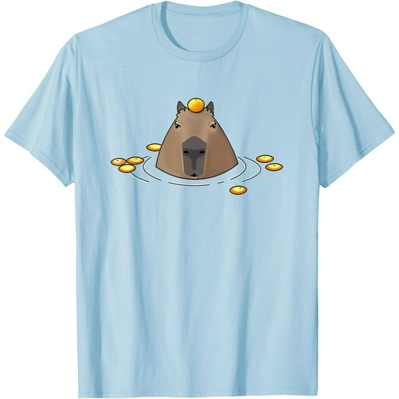 Oranges Meme Lover Capybara Unisex T-Shirt for Men Women Kids Toddler,Light Blue Color,Size 5/6