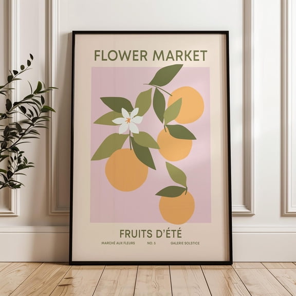 Oranges Print Fruit Physical Poster, Aesthetic Room Decor Retro Fruit Market Wall Art, Summer Fruit Wall Art Print Wall Art, Poster Only