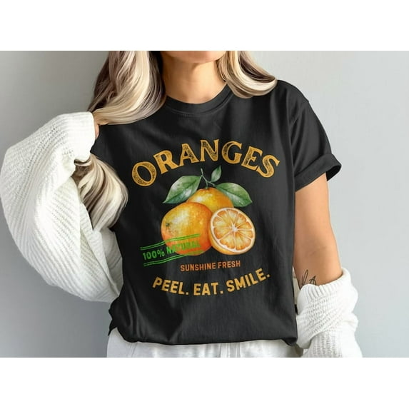 Oranges T-Shirt Farmers Market T-Shirt, Sunshine Fresh, Natural Fruit Tee, Summer Graphic, Peel Eat Smile Shirt, Vitamin C T-Shirt
