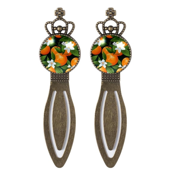 Oranges Vintage Copper Crown-Shaped Bookmarks: Stainless Steel Book Accessories - a Gift for Readers and Book Lovers