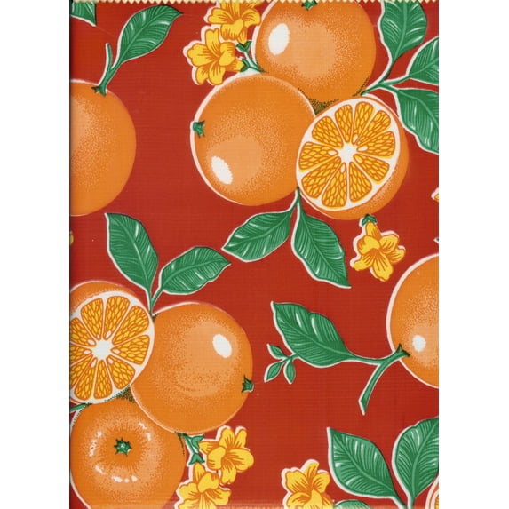 Oranges on Red Oil Cloth, each yard