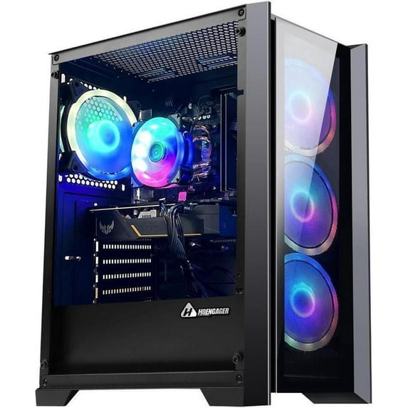 Hoengager Gaming PC AMD Ryzen 5 5600G 3.9 GHz, GTX 1650 SUPER 4GB, 1TB PCIe +2TB SATA SSD, 32GB DDR4 3200MHz RAM, Bluetooth, AC Wi-Fi,HDMI, Windows 11Pro 64-bit