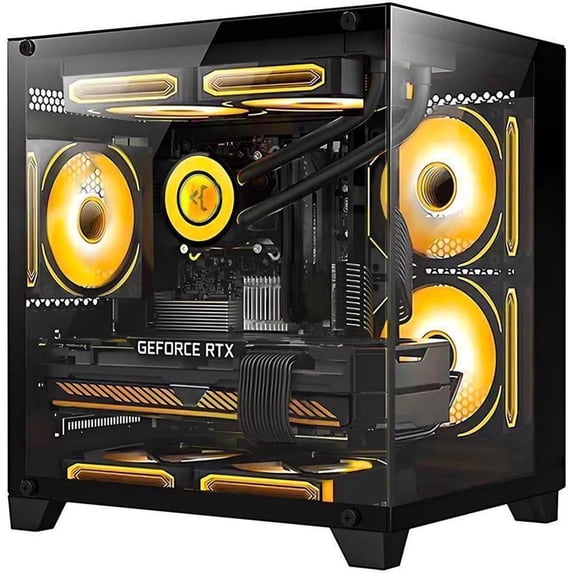 Hoengager Gaming PC -AMD Ryzen 5 5600X 3.7 GHz-GTX 1650 4GB -16GB DDR4 RAM-1TB M.2 +1TB SATA SSD-240 Liquid Cooler -WIFI &Bluetooth -RGB Fans-Windows 11 Pro Desktop Computer-Black