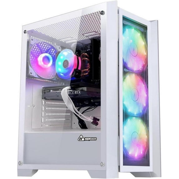 Hoengager Gaming PC AMD Ryzen 7 5700G 3.8 GHz, GTX 1650 SUPER 4GB, 1TB PCIe +2TB SATA SSD, 32GB DDR4 3200MHz RAM, Bluetooth, AC Wi-Fi,HDMI, Windows 11Pro 64-bit