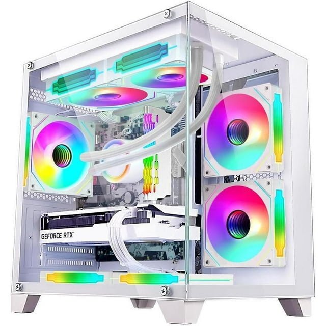 Hoengager Gaming PC -Intel i7-12700F 2.1GHz -GeForce RTX 4060 8GB -32GB DDR4 3200MHz- 1TB M.2 SSD -RGB Fans -WIFI &BT ,HDMI- Liquid Cooler- Windows 11 Pro Desktop -White