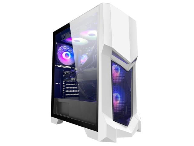 Gaming PC Desktop - AMD Ryzen 5 5600, Radeon RX 6500XT 4GB, 16GB DDR4 RAM, 1TB NVMe SSD, RGB Fans, White Tower