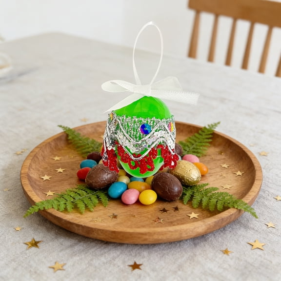 Orangide 1 PCS Unfilled Easter Eggs Pendant With Jewel Decorations 2.3 In Plastic Holiday Basket Stuffers Empty Fillable Eggs Bulk for Easter Hunt Party Supplies