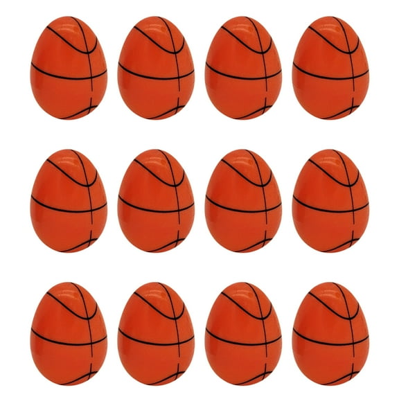 Orangide 12 PCS Unfilled Basketball Easter Eggs Sports Balls Decorations 2.4in Plastic Holiday Basket Stuffers, Bulk Baseball Football Soccer Basketball for Easter Hunt Party Supplies