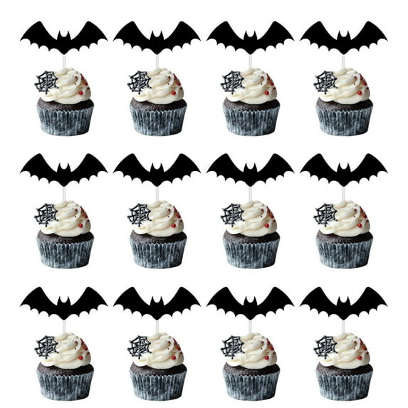 Orangide 12Pcs Halloween Cupcake Toppers,Cake Insert for Celebration Halloween Cake Decoration Halloween Home Party Supplies