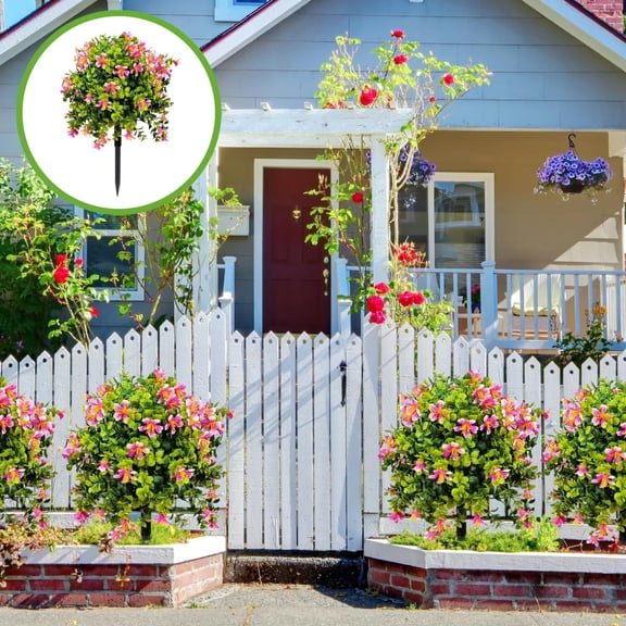 Orangide 24" Artificial Simulated Flower, Artificial Flower Garden Stake Evergreen Shrubs Bushes with Ground Spike, Realistic Plants for Outdoor Indoor Front Porch Garden Home Decor