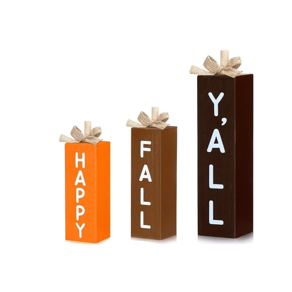 Orangide 3 pcs Farmhouse Table Decor Blessed Grateful Wooden Block Set with Jute Bow Fall Rustic Tiered Tray Centerpiece for Thanksgiving Home Shelf