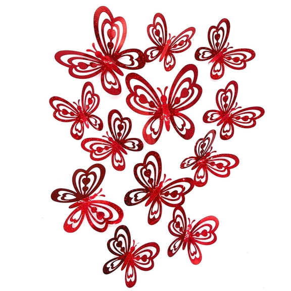 Orangide 3D Butterflies Sticker, Valentine's Day Series Decorative Sticker for Scrapbooking DIY Crafts, 12 PCS Butterfly Wall Art for Home Decor, Wedding, Photo Booth Party Prop Arrangement