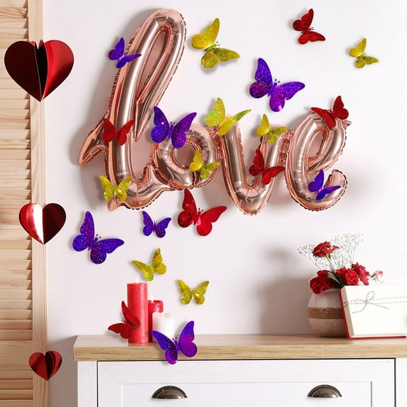 Orangide 3D Butterfly Wall Stickers Self-Adhesive 12 Pcs for Living Room Bedroom Home Decor Removable Decals