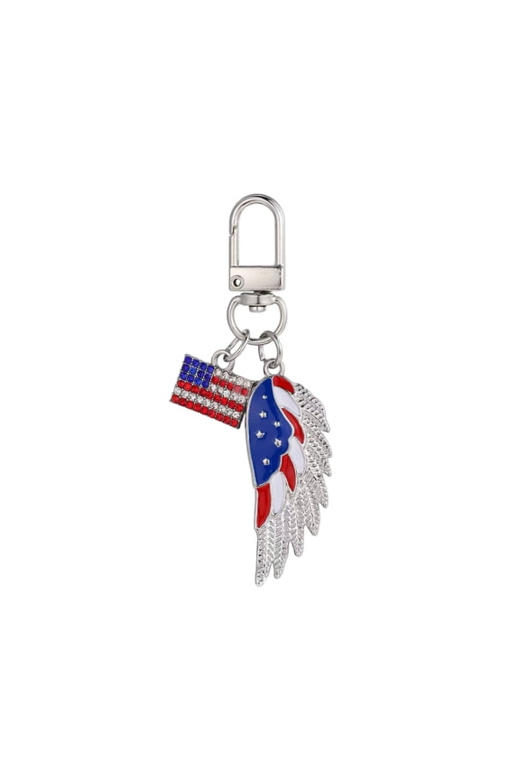 4th of July Keychain, USA Flag Rhinestone Key Chain, Patriotic Decoration for Backpack Purse Car Keys, Independence Day Gift for Men Women