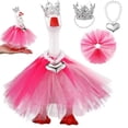 thumbnail image 1 of Orangide 7 Inch Mini Desktop Goose Outfit with Rhinestone Crown Necklace Tutu Magnetic Keychain for Ducks Figurine Desktop Decor Princess Theme, 1 of 7