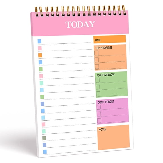 Orangide A5 Spiral Daily Planner Notebook High Color, 52 Pages Double-Sided, Portable Schedule Sticky Notes Book for Time Management Sch-ool Learning