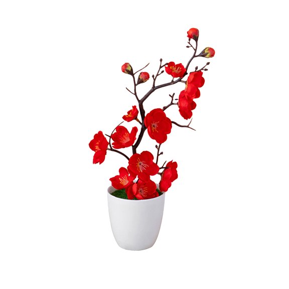 Orangide Artificial Bonsai Tree Plum Blossom, Fake Flower Plant for Home Office Desk Decor, Shelf Display, Table Centerpiece, Easy Maintenance