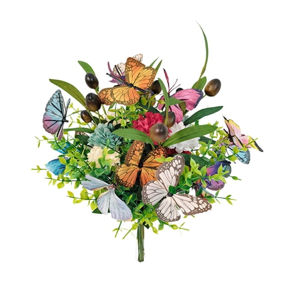 Orangide Artificial Butterfly Decor, Colorful Fake Flower Bouquet for Vase, Wedding Garden Party Supplies, Single Layer Butterfly Pick, Outdoor DIY Craft