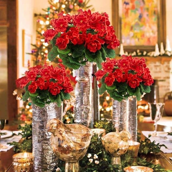 Orangide Artificial Geraniums Fake Flower Stems Faux Plants Red Flowers Outdoor Indoor Window Box Garden Patio Porch Spring Summer Decor