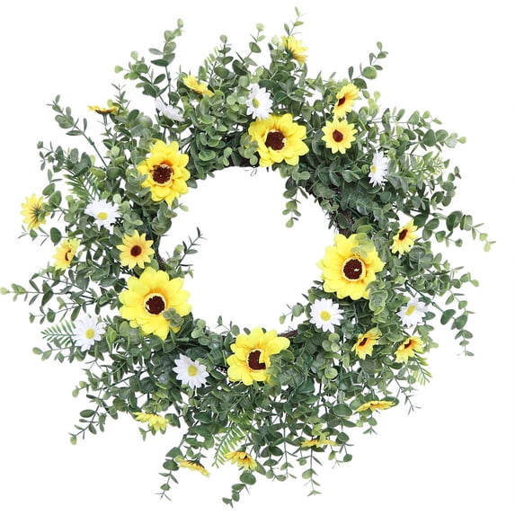 Orangide Artificial Olive Wreath, Green Spring Summer Decoration for Front Door, Indoor Outdoor Home Decor, Rustic Style Hanging Wall Decor