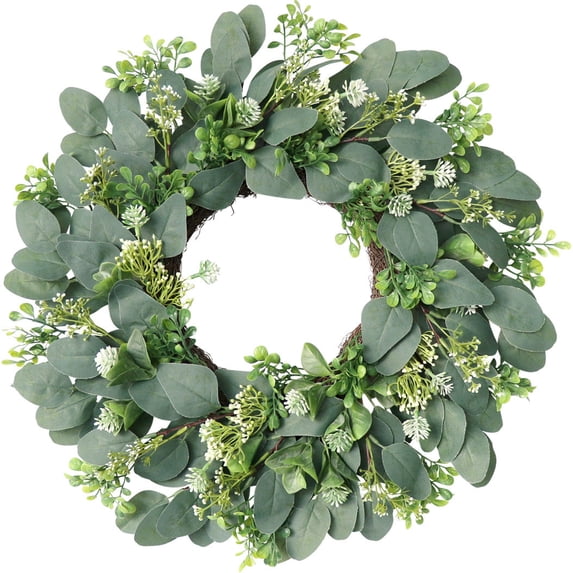 Orangide Artificial Olive Wreath, Green Spring Summer Decoration for Front Door, Indoor Outdoor Home Decor, Rustic Style Hanging Wall Decor