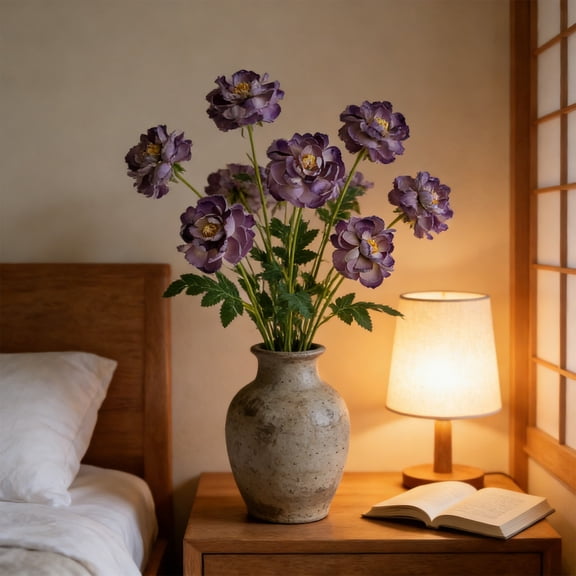 Orangide Artificial Ranunculus Flowers, 3 Headed Realistic Faux Flower Stems, High End Silk Bouquet for Wedding Centerpieces, Home Living Room Table Decor