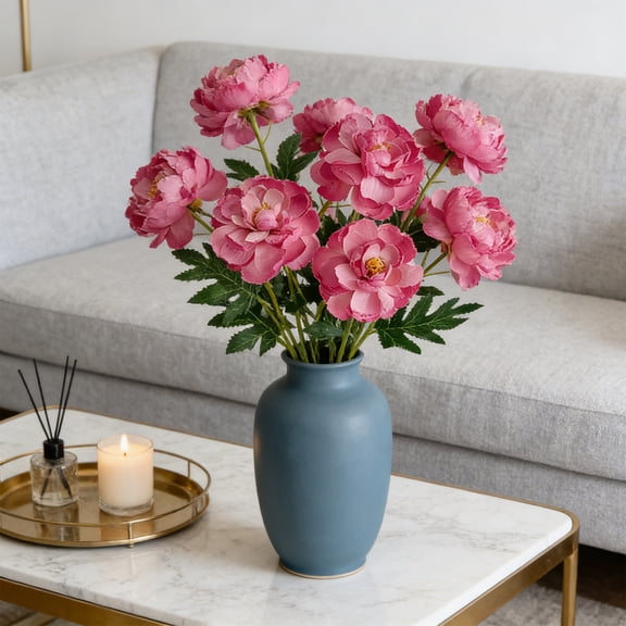 Orangide Artificial Ranunculus Flowers, 3 Headed Realistic Faux Flower Stems, High End Silk Bouquet for Wedding Centerpieces, Home Living Room Table Decor