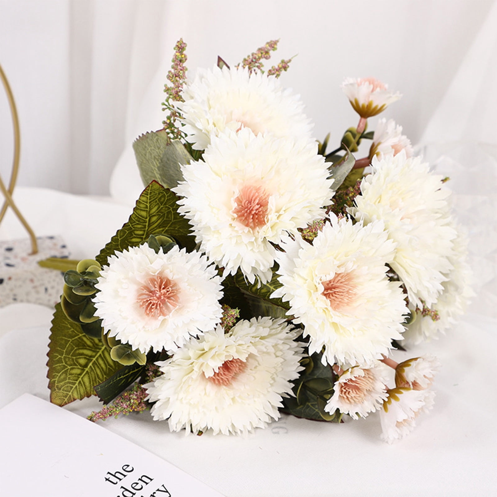 Orangide Artificial Sunflowers Bouquet Faux Silk Sunflower Heads Long ...