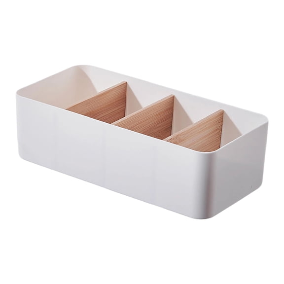 Orangide Bamboo Storage Basket Desktop Wood Cosmetic Organizer for Remote Control Miscellaneous Storage for Living Room Coffee Table Rustic Farmhouse