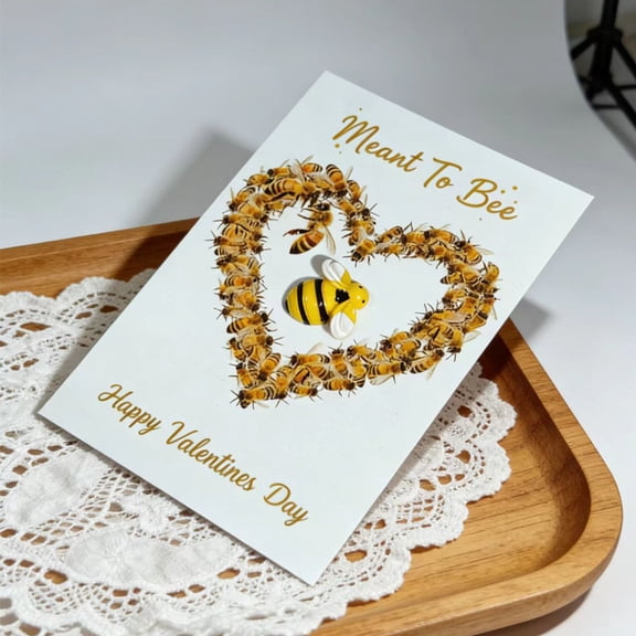 Orangide Bee Card with Figurine, Adorable Bee Themed Greeting Card and Small Resin Statue, Perfect for Gift Giving, Home Desk Decoration, Spring Party Favors for Nature Lovers