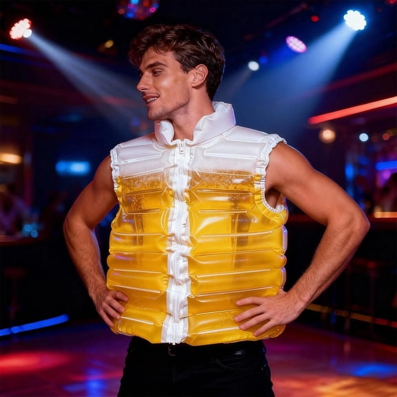 Orangide Beer Drinking Jacket Transparent Inflatable Costume with Straw Fun Party Wearable for Game Day Tailgate Halloween Festivals