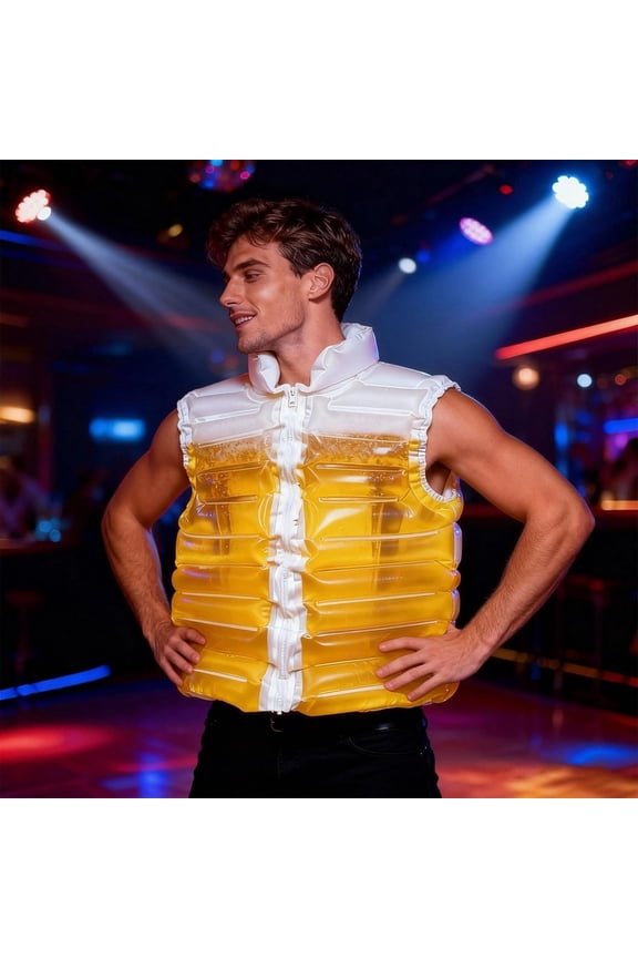 Beer Drinking Jacket Transparent Inflatable Costume with Straw Fun Party Wearable for Game Day Tailgate Halloween Festivals