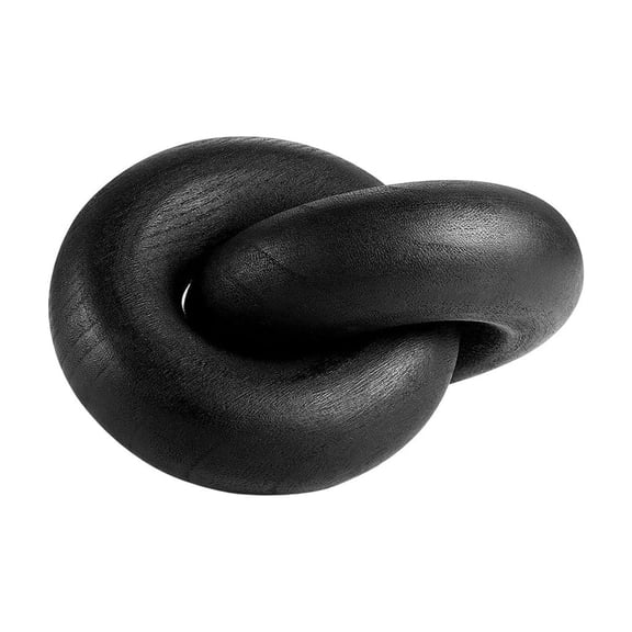 Orangide Black Wooden Knot Decor, Abstract Interlocking Wood Sculpture for Modern Home, Handcrafted Coffee Table Art, Boho Chain Decorative Object for Living Room