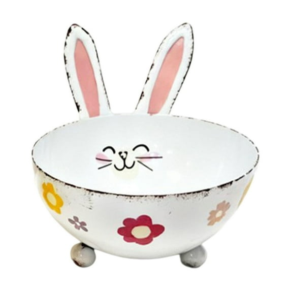 Orangide Bunny Shaped Candy Bowl, Metal Decorative Storage Bowl for Holiday Treats, Easter Themed Serving Dish for Candy or Snacks, Gift for Easter, Spring Parties, Table Centerpiece Decor