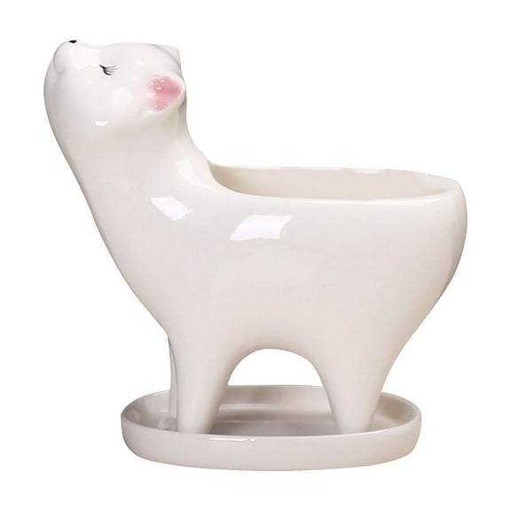 Orangide Cat Tail Plant Planter Ceramic Cartoon Cute Personalized Flower Pot for Plants Cacti Home Garden Decor Desktop Balcony Indoor Outdoor Use with Drainage Hole