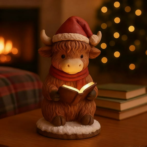 Orangide Christmas Calf Night Light Cute Statue forHome Desktop Decoration Animal Themed Holiday Accent